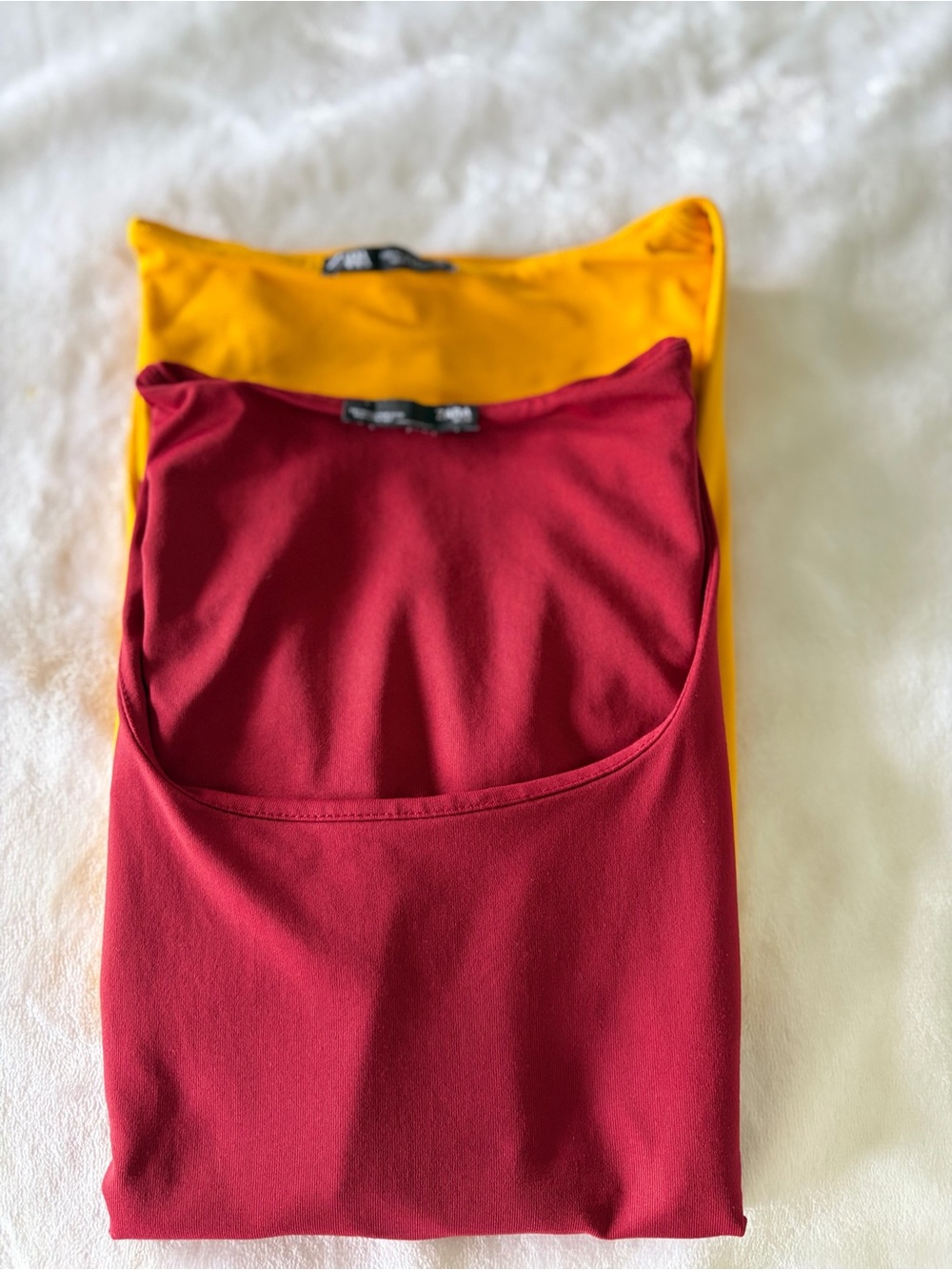 Bundle Zara Tank Tops in Burgundy and Mustard Yellow, Size Medium